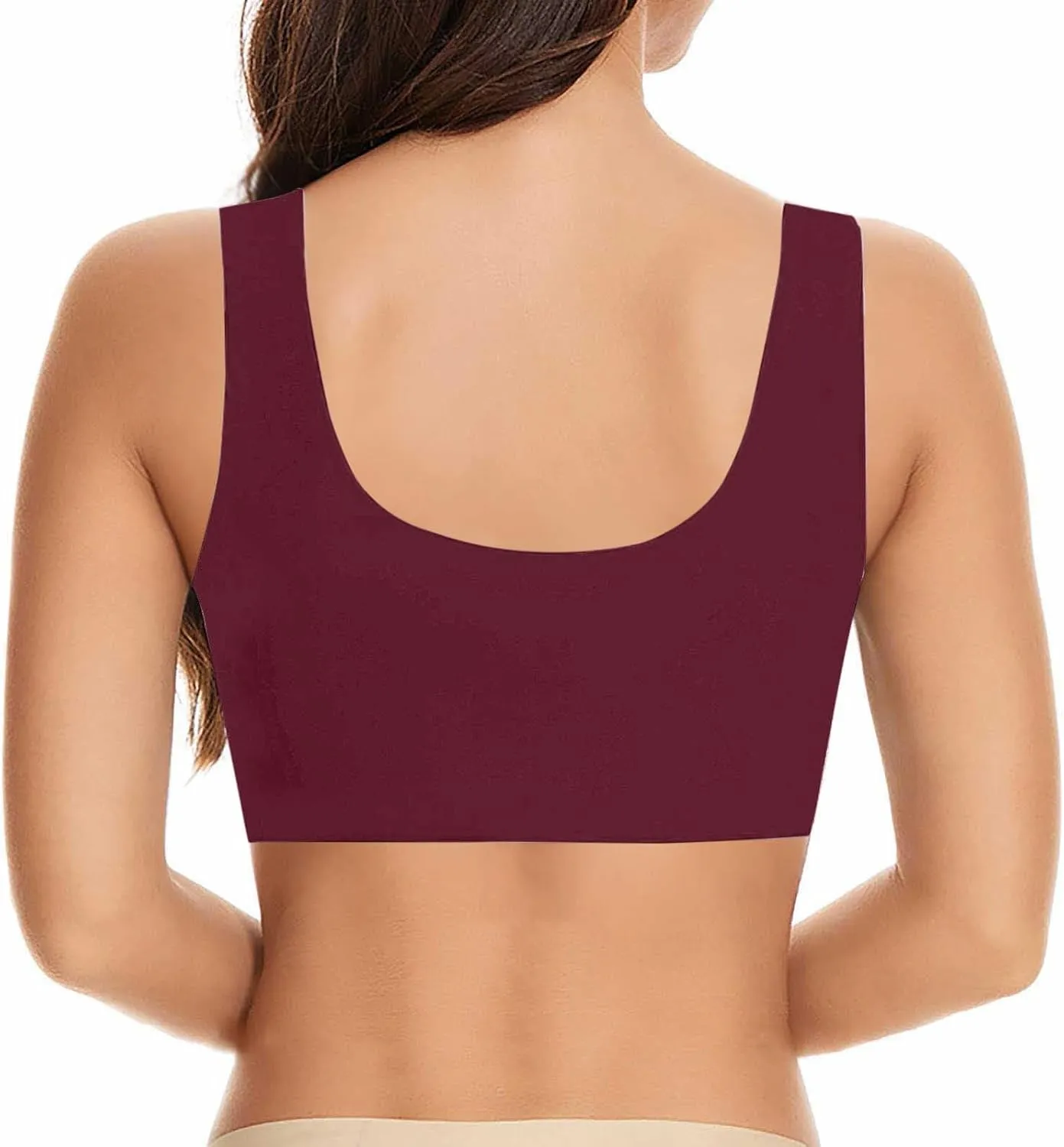 Womens Sports Bras Comfortable Wireless Padded Bras Seamless Push up Bralette Full Coverage Everyday Bra with Support