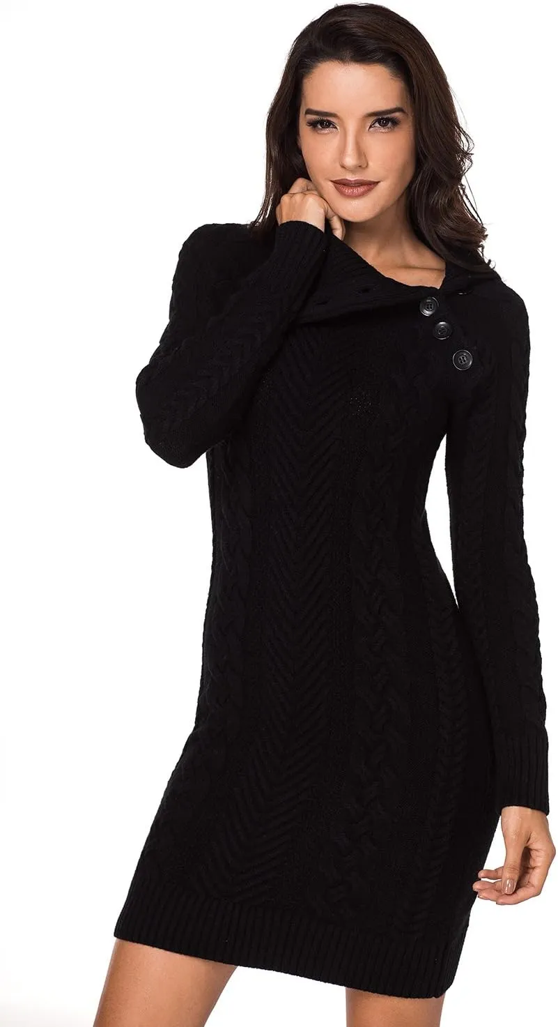 YOUNGSUN Womens Turtleneck Sweaters Long Sleeve Elasticity Chunky Cable Knit Pullover Jumper Winter Dress