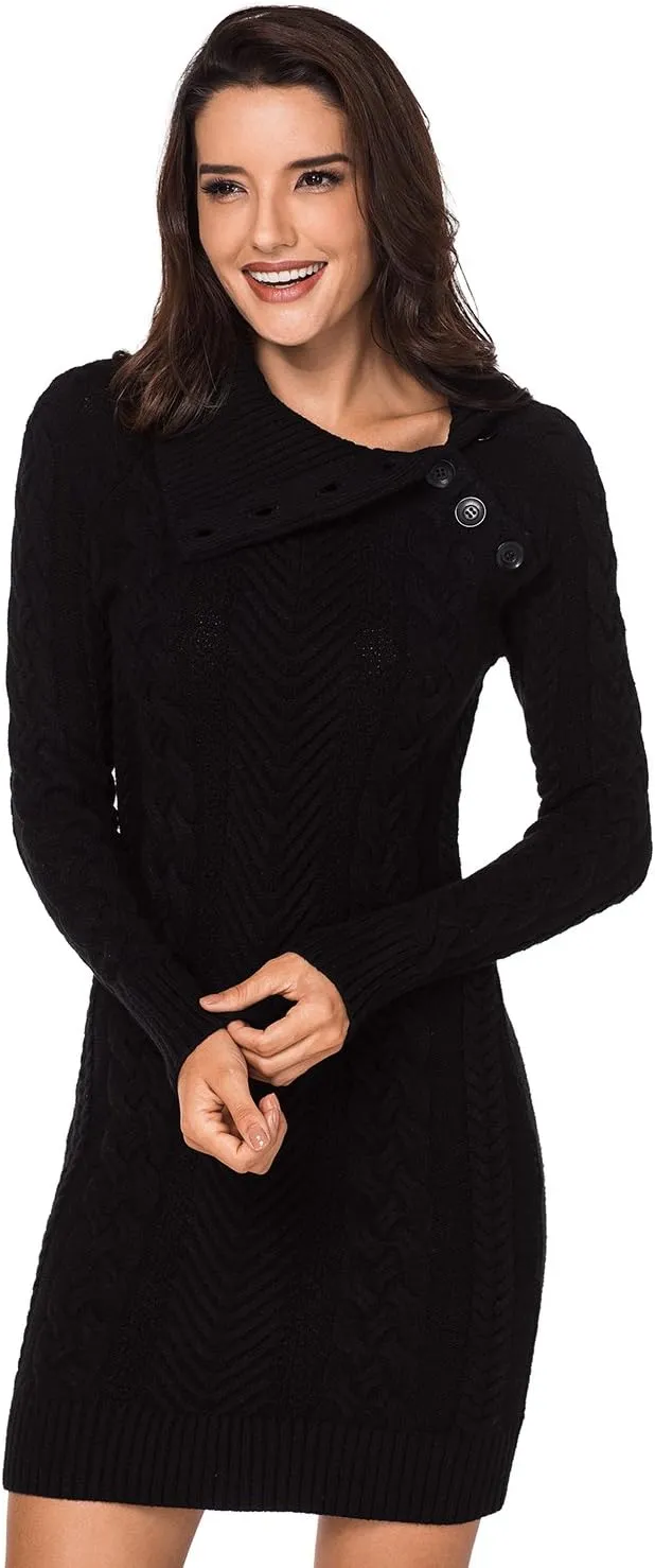 YOUNGSUN Womens Turtleneck Sweaters Long Sleeve Elasticity Chunky Cable Knit Pullover Jumper Winter Dress