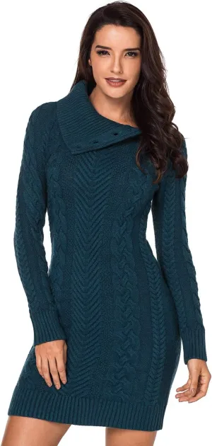 YOUNGSUN Womens Turtleneck Sweaters Long Sleeve Elasticity Chunky Cable Knit Pullover Jumper Winter Dress
